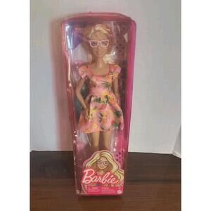 Barbie Fashionistas 181 Plastic Zipper Case Flowered Dress With Pink Glasses NIB